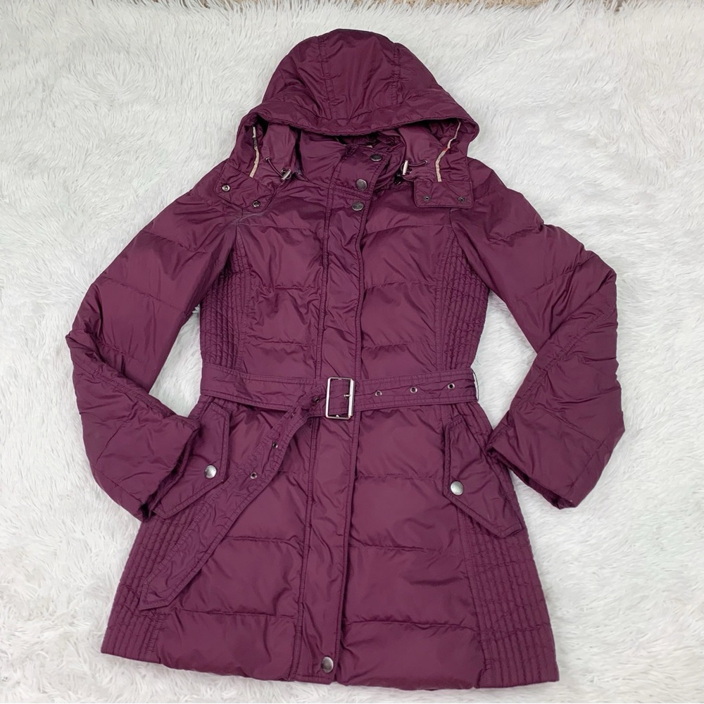 Burberry quilted‎ Hooded Puffer down Coat in plum purple